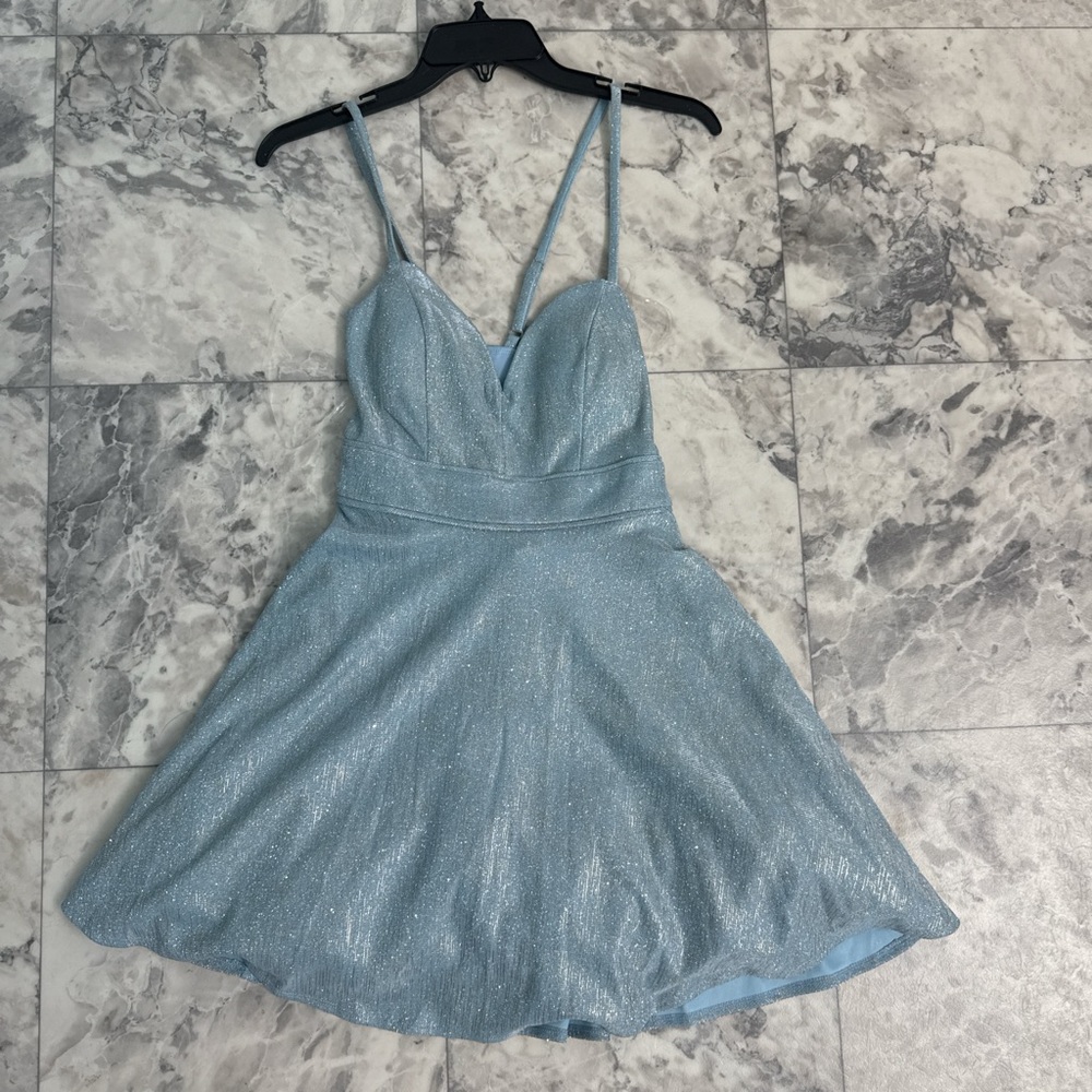 Dillards Elegant Powder Blue Glitter Women’s Dress